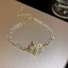 Conjunto de zircão diamante puxando pulseira sul-coreana esmeralda super espumante pulseira com alta qualidade e charme amigável evw6