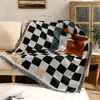 Brand Plaid Blanket Blend Crochet Checkerboard Sofa Cover Soft Wool Portable Warm Scarf Shawl Knitted Nordic Throw 240325