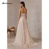 sexy High Split Sweetheart Appliques Spaghetti Straps A-Line Wedding Dr 2023 Netting Birdal Gown Lace Sweep Butt vestidos 67R1#