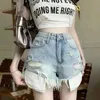 Women's Jeans 24ss New Womens High-waisted Denim Jeans Shorts Korean Light-colored Wash Jeans Raw Hole Hot Pants Y2k Shorts 24328