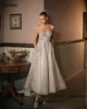 lorie Shiny Sweetheart Princ Wedding Dres Glitter Tulle Sexy Spaghetti Straps Ankle Length Boho Bride Dres Q9d4#