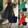 Summer Boho Dr Women Fi krótkie rękawie luźne solidne, swobodne eleganckie wakacje na plaży Dres dla kobiet szatę femme 2024 s823#