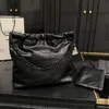 Дизайнер Полный черный мягкий яскожа классика маленькие крупные 22 сумки для торговых плеч.