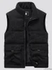 Casual épais gilet hommes solide hiver cargo manches veste homme 2024 Fi Zippper velours côtelé col roulé chaud garçon outwear G1Vs #