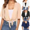 Femmes demi manches Chiff Cardigan Sheer Bolero élégant été dames ouvert FRT veste Cardigan mariage Wraps châles Cover Ups d0PL #