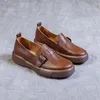 Zapatos casuales estilo británico cuero pequeño mujer primavera y otoño 2024 tamaño grande goma vintage suela suave plana cantar