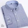 Heren Gestreepte Plaid Oxford Spinning Casual Shirt Met Lange Mouwen Comfortabel Ademend Kraag Knop Ontwerp Slanke Mannelijke Zakelijke Jurk 240328