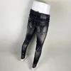 streetwear Fi Men Jeans Retro Black Gray Elastic Skinny Fit Ripped Jeans Men Patched Painted Designer Hip Hop Brand Pants b9up#