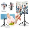 Selfie monopods 153 cm trådlös selfie stick stativ med avlägsna mini bärbara telefonstativ hållare 1/4 skruvgränssnitt för kamera smartphone 24329