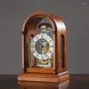 Orologi da tavolo Orologio meccanico retrò di lusso Movimento in rame in legno massello Sedile Soggiorno Decorazione da tavolo americana per la casa