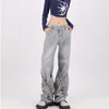 Frauen Jeans Frau Hohe Taille Vintage Kleidung Weibliche Kleidung Denim Gerade Bein Y2k Streetwear Koreanische Mode Hosen Blau