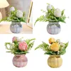 Fleurs décoratives artificielles en pot rose fleur vase en céramique table pièce maîtresse ornement bonsaï hauteur 21 cm pour la décoration de bureau à domicile réaliste