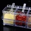 Bouteilles de rangement, ensemble de pots à épices de cuisine, boîtes d'assaisonnement en plastique Transparent, boîte à condiments pour sel et poivre