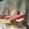 Set cappello e borsa da donna design a righe estivo in paglia da viaggio alla moda traspirante da donna da spiaggia Sun Two 240326