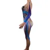 Colorido Rhineste Butterfly Bodyc Monos LG Mangas Mujeres Danza Body Showgirl Stage Disfraces Party Romper Hudie u1Vn #