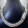 Custom 18Mm Three Row Hip Hop Ice Out Mossanite Necklace Sterling Sier VVS Moissanite Link Cuban Chain For Women