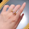 Cluster Rings 18k Gold 3CT Pink Diamond Ring Real 925 Sterling Silver Party Wedding Band for Women Bridal Engagement Smycken