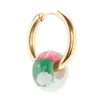 Boucles d'oreilles pendantes en perles d'émail colorées simples, faites à la main en acier inoxydable, élégantes dames, accessoires de mode exquis, bijoux