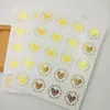 Gift Wrap Gold Heart Seals Sticker Hand Made Decorative PVC Bronzing Transparent Label Stationery Supplies 100pcs 3cm