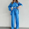 Home Clothing Satin Silk Pajamas For Women Leopard Print Long Sleeve Wide Leg Trousers Two-piece Set Loungwear Women's Sets Tracksuit