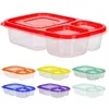 Dinnerware 3 Compartments Rice/Noodles Container Versatile PP Salad And Snack Box Leakproof Microwaveable For Working Traveling Camping