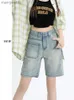 女子ショーツハイストリートアメリカン汎用ブルーデニム女性韓国スタイルのバギージーンズファッション2024夏シックY2K 240329