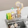 Kök förvaring 1 st svamp rack diskbänk dränering badrum tvålbänkar arrangör rostfritt stål svart grå