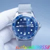 U1 Top AAAJames Bond 42MM Automatische Mecheancal Keramische Bezel Herenhorloges Horloge Blauwe Wijzerplaat Roestvrij Stalen Band Keramische Draaibare Bezel Transparante Achterkant