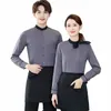 waiter Workwear Shirt Restaurant Cafe Milk Tea Shop Fi Slim-Fitting Work Clothes Logo Lg Sleeve Women o6GU#