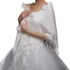 bridal Wraps Shawls Winter Triangular Wedding Jackets Women Pompom Tassel Shrug g496#