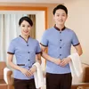 wholesale Service d'approvisionnement uniforme à manches courtes vêtements d'été chambres d'hôtel serveur vêtements de travail col en V plus la taille PA nettoyage i6tt #