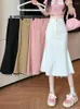 Skirts 2024 Sexy White High Waist Denim Midi Women Spring Summer Casaul Long Skirt Y2k Streetwear Retro