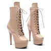 Dansschoenen LAIJIANJINXIA 15 CM/6 Inch PU Bovenste vrouwen Platform Party Hoge Hakken Moderne Enkellaarsjes Pole 001