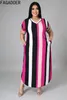 fagadoer plus size Lose Dr XL-5XL Women Summer Short Sleeve Maxi Dr Fi Stripe Print Round Neck Casual Vestidos 2022 C0IR#