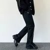 2023 Siber Y2K FI Fermuar Tasarım Siyah Flare Kot Pantolon Erkekler İçin Düz Kadınlar Günlük LG Pantolon Pantali Uomo I218#