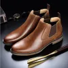 Boots Vryheid Genuine Leather Men's Boots High Top Casual Comfort Dress Shoes Fashion Brown Chukka Ankle Boots Plus Size 4250