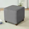 Chair Covers Velvet Ottoman Cover Elastic Square Footstool 360 Degrees All-inclusive Footrest Slipcovers Protector Case For Living Room