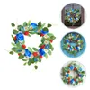 Couronne de fleurs décoratives, petite couronne de marguerites, décoration murale de printemps, scène de porte d'entrée suspendue, Floral rouge blanc bleu