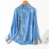 Damesblouses 50% Moerbeizijde Losse Lente Lange Mouw Top Dameskleding Opstaande Kraag Elegante Blouse Blusas Mujer