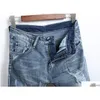 Herenjeans Nieuwe heren lente- en zomertijd Slim Fit Elastische taille Gat Modieus Drop Delivery Kledingkleding Dhgxs