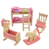 Meubles de salle de bain roses, lit superposé, meubles de maison pour poupées, meubles miniatures en bois, jouets en bois pour enfants, cadeaux d'anniversaire et de noël
