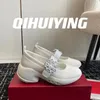 Casual Shoes 2024 QIHUIYING Handmade Thick Sole Buckle-Strap Sneakers Crystal Decora Loafers Female Sports Sapato Feminino