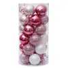 Decorative Flowers 30Pcs Christmas Tree Ball Ornaments Set Shatterproof Decor Balls Exquisite Hanging Baubles For Holiday Party -Pink