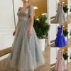 elegant parti dres för kvinnor 2024 polka dot mesh glitter glittrande paljetter spaghetti rem snörning upp a-line dres formell dr l8ih#