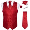 Mäns västar passar väst lyx Paisley Silk Waistcoat Slipsarduk Manschettknappar broschstift för bröllop prom män kläder