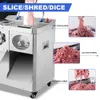 Vertikal automatisk dubbelanvändning Köttkvarn Köttskärmaskin Commercial Electric Grinder Cutting Machine Rostfritt stål Kurkött Maskin