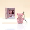 24PcsLot Pink Bear Keychain Lip Glaze Matte Liquid Lipstick Waterproof Long Lasting Gloss Makeup Korea Cosmetics Wholesale 240321