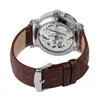 Montres-bracelets Forsining Silver Montre mécanique Creux Out Red Finger Circulaire Brown Band