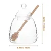 Dinnerware Sets Glass Honey Jar Transparent Container Clear Syrup Dispenser Household Pot With Stirrer Home Storage Scoop