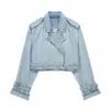 Trench corto in denim per le donne Trench corto oversize da donna Giacche corte da donna Manica Lg sciolto 78pG #